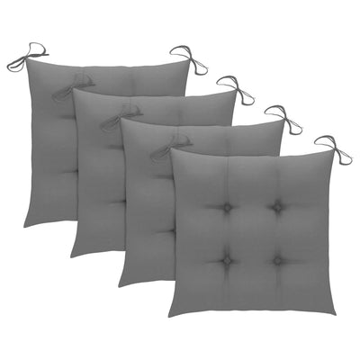 Garden Chairs with Grey Cushions 4 pcs Solid Teak Wood Payday Deals
