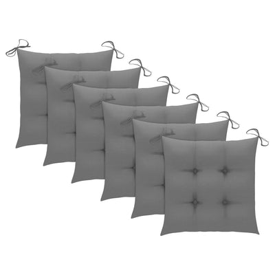 Garden Chairs with Grey Cushions 6 pcs Solid Teak Wood Payday Deals
