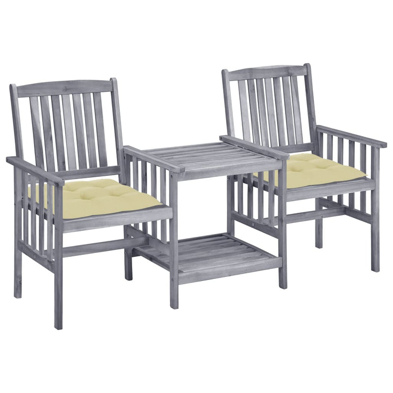 Garden Chairs with Tea Table and Cushions Solid Acacia Wood Payday Deals