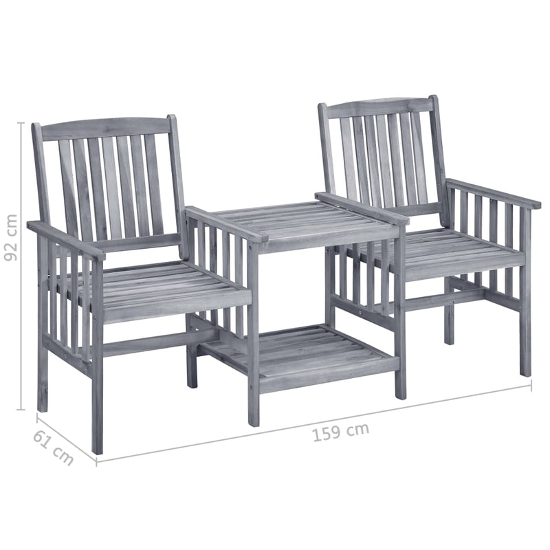 Garden Chairs with Tea Table and Cushions Solid Acacia Wood Payday Deals