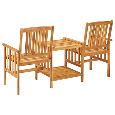 Garden Chairs with Tea Table and Cushions Solid Acacia Wood Payday Deals