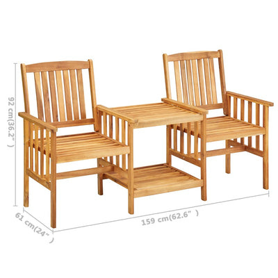 Garden Chairs with Tea Table and Cushions Solid Acacia Wood Payday Deals
