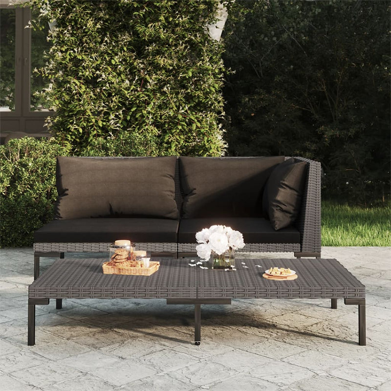 Garden Coffee Table Dark Grey Half Round Poly Rattan Payday Deals