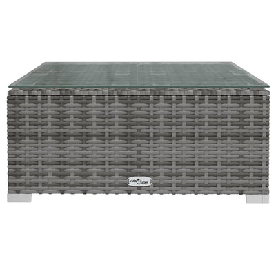 Garden Coffee Table Grey 60x60x30 cm Poly Rattan and Glass Payday Deals