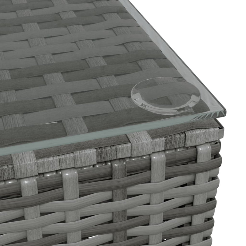 Garden Coffee Table Grey 60x60x30 cm Poly Rattan and Glass Payday Deals