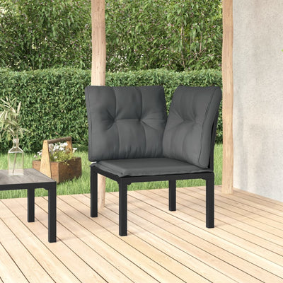 Garden Corner Chair with Cushions Black and Grey Poly Rattan Payday Deals