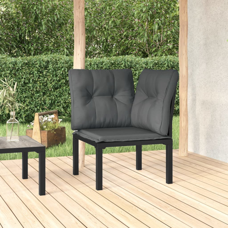 Garden Corner Chair with Cushions Black and Grey Poly Rattan Payday Deals