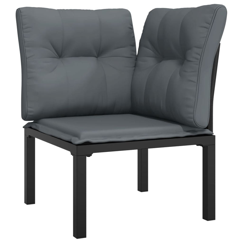 Garden Corner Chair with Cushions Black and Grey Poly Rattan Payday Deals