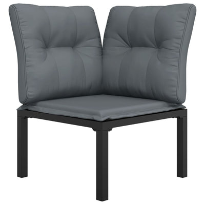 Garden Corner Chair with Cushions Black and Grey Poly Rattan Payday Deals