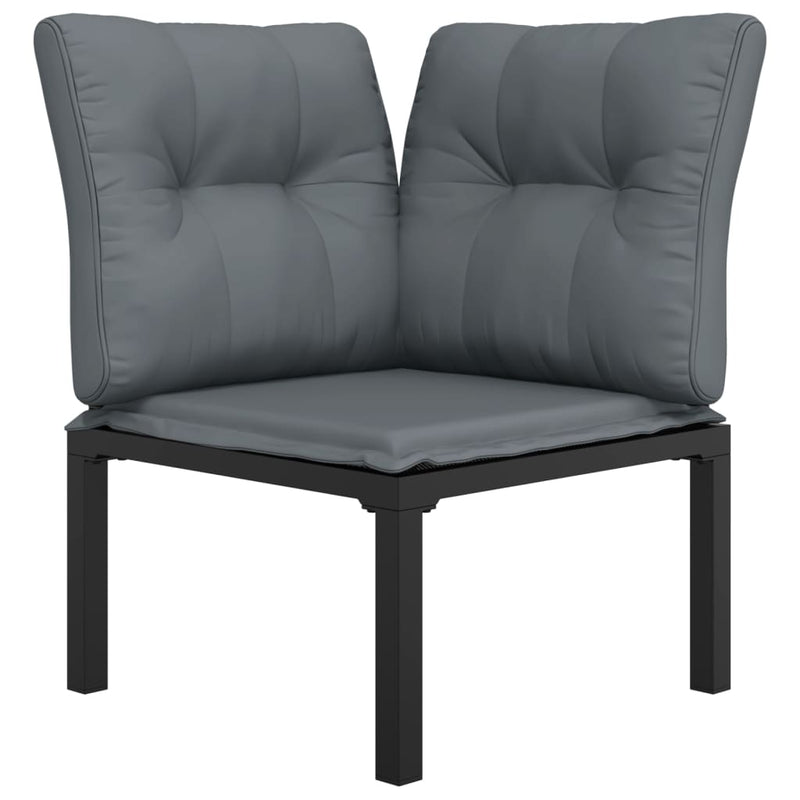 Garden Corner Chair with Cushions Black and Grey Poly Rattan Payday Deals
