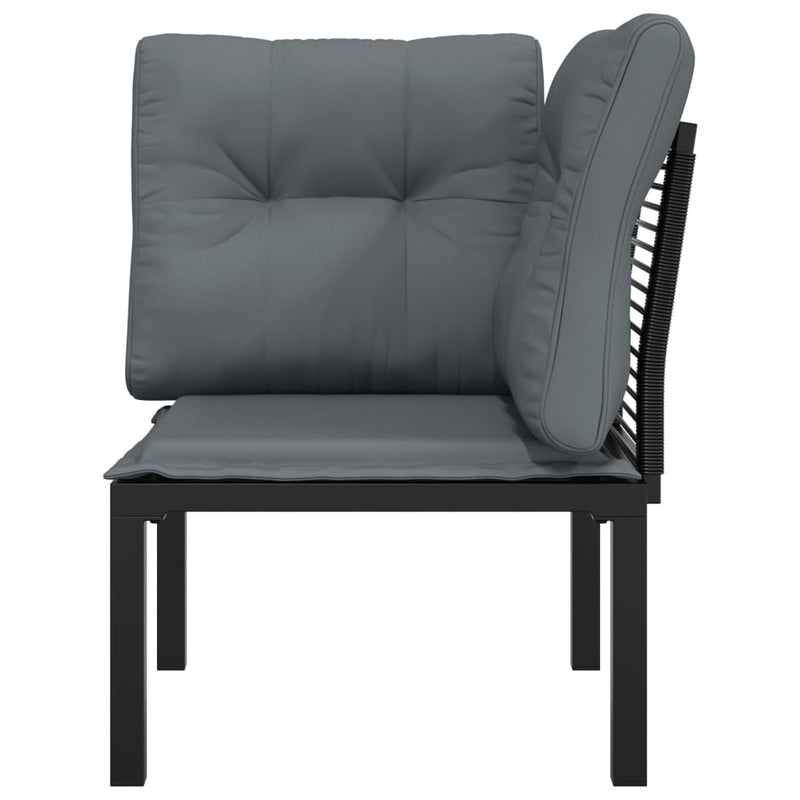 Garden Corner Chair with Cushions Black and Grey Poly Rattan Payday Deals