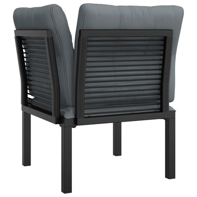 Garden Corner Chair with Cushions Black and Grey Poly Rattan Payday Deals