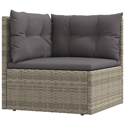 Garden Corner Sofa with Cushions Grey Poly Rattan Payday Deals