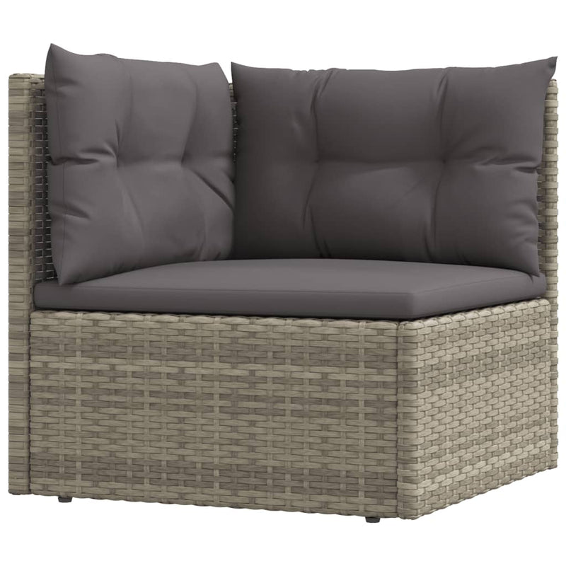Garden Corner Sofa with Cushions Grey Poly Rattan Payday Deals