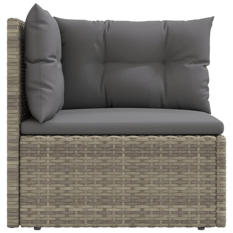 Garden Corner Sofa with Cushions Grey Poly Rattan Payday Deals
