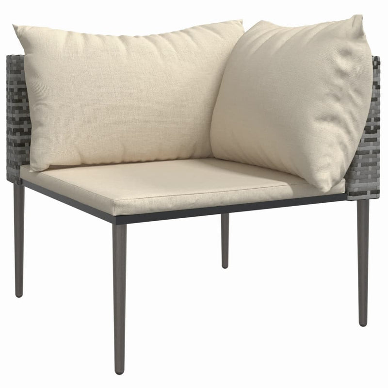 Garden Corner Sofa with Cushions Grey Poly Rattan Payday Deals