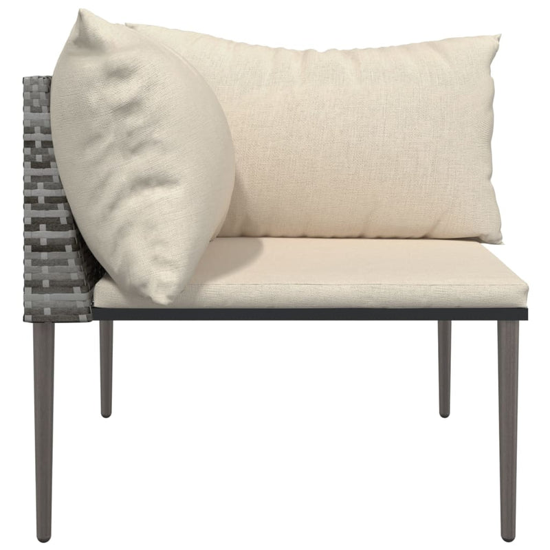 Garden Corner Sofa with Cushions Grey Poly Rattan Payday Deals