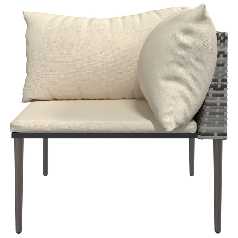 Garden Corner Sofa with Cushions Grey Poly Rattan Payday Deals
