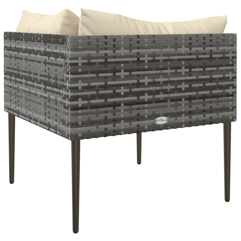Garden Corner Sofa with Cushions Grey Poly Rattan Payday Deals