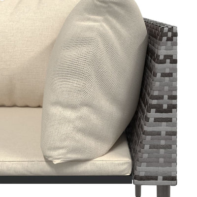 Garden Corner Sofa with Cushions Grey Poly Rattan Payday Deals