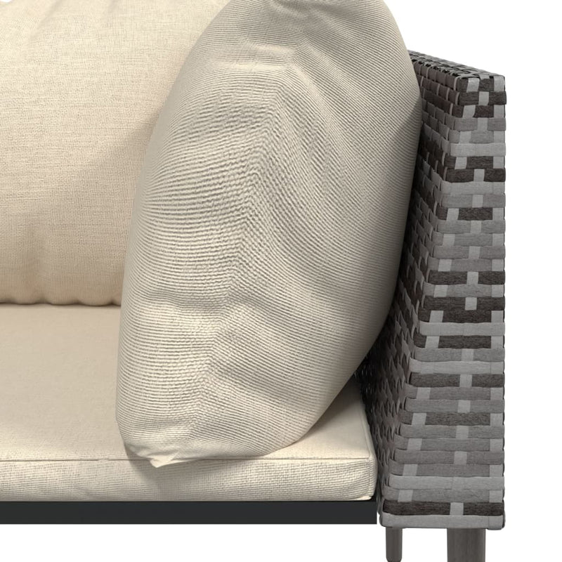Garden Corner Sofa with Cushions Grey Poly Rattan Payday Deals