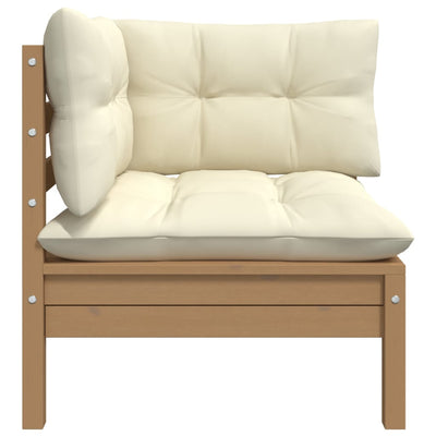 Garden Corner Sofa with Cushions Honey Brown Solid Pinewood Payday Deals