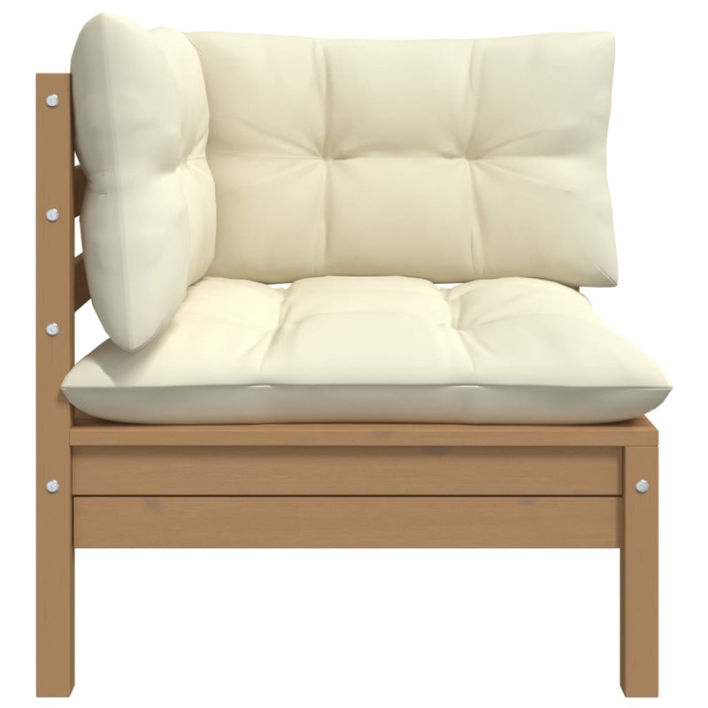 Garden Corner Sofa with Cushions Honey Brown Solid Pinewood Payday Deals