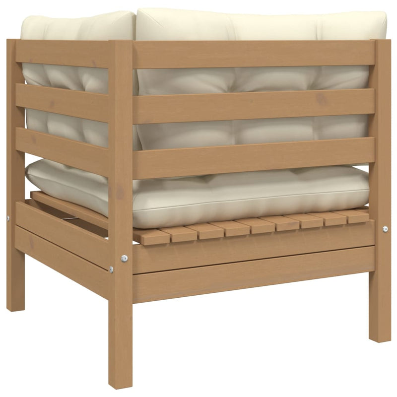 Garden Corner Sofa with Cushions Honey Brown Solid Pinewood Payday Deals