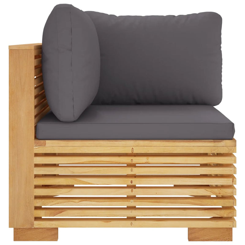 Garden Corner Sofa with Dark Grey Cushions Solid Wood Teak Payday Deals