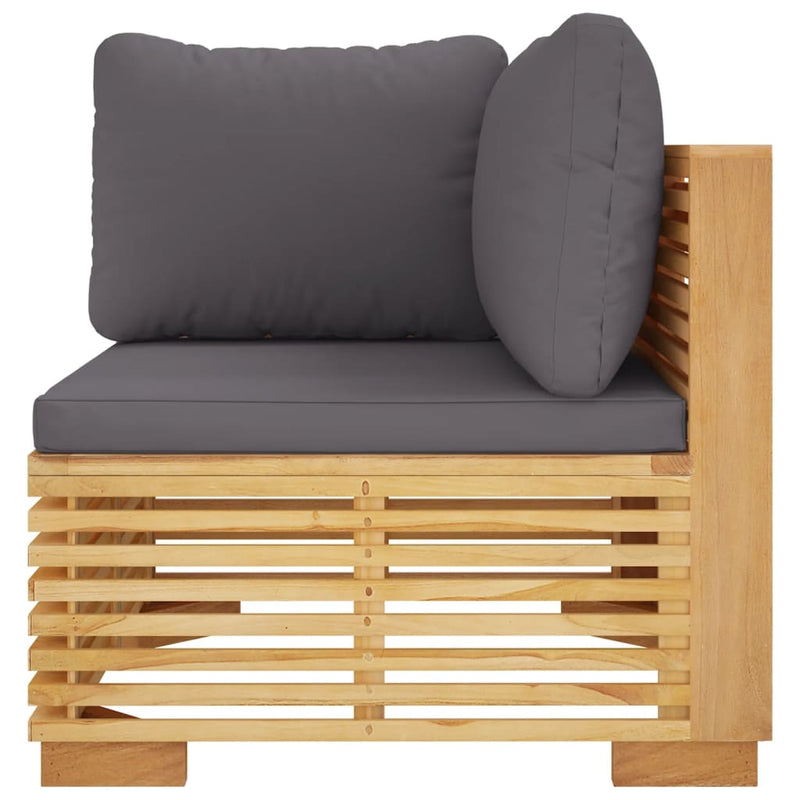 Garden Corner Sofa with Dark Grey Cushions Solid Wood Teak Payday Deals