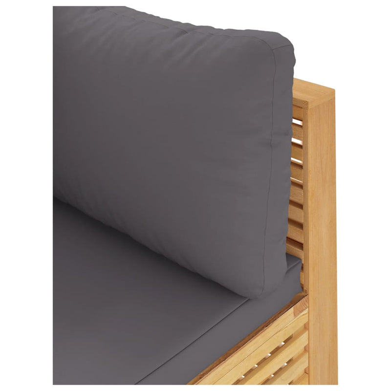 Garden Corner Sofa with Dark Grey Cushions Solid Wood Teak Payday Deals