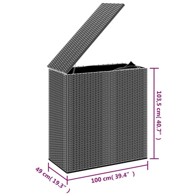 Garden Cushion Box PE Rattan 100x49x103.5 cm Grey Payday Deals