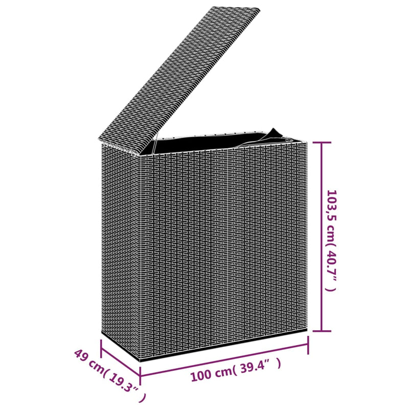 Garden Cushion Box PE Rattan 100x49x103.5 cm Grey Payday Deals