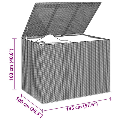 Garden Cushion Box PE Rattan 145x100x103 cm Grey Payday Deals