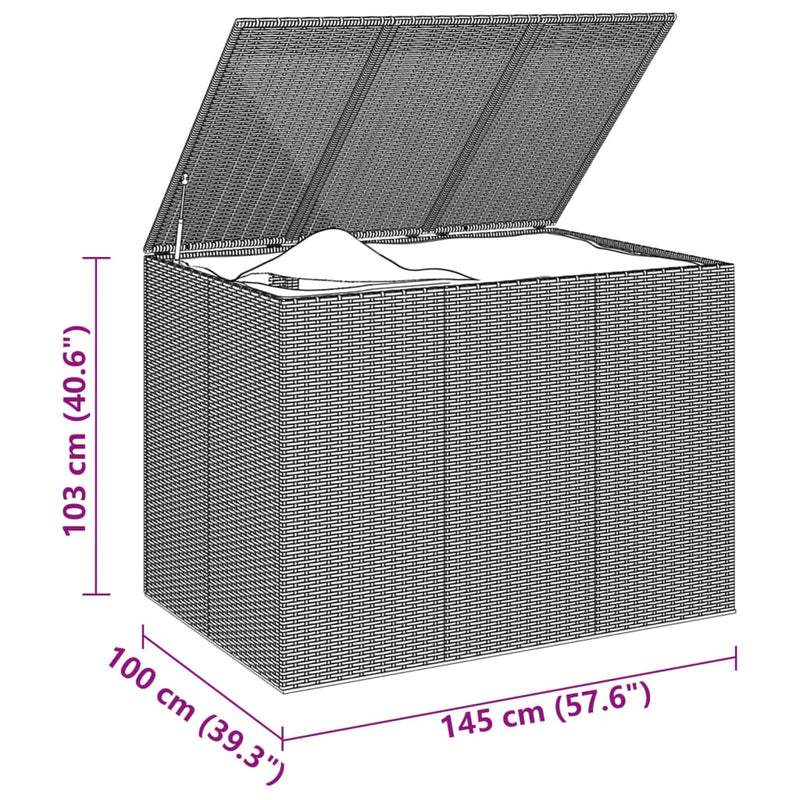Garden Cushion Box PE Rattan 145x100x103 cm Grey Payday Deals