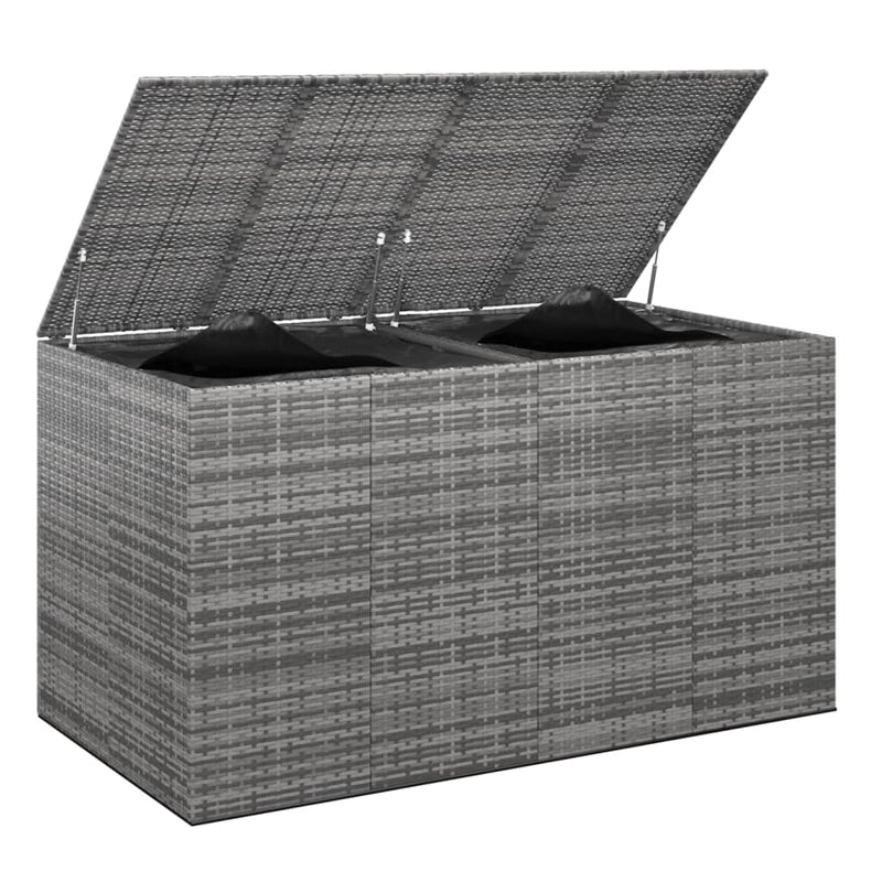 Garden Cushion Box PE Rattan 194x100x103 cm Grey Payday Deals