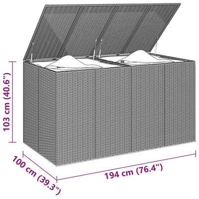 Garden Cushion Box PE Rattan 194x100x103 cm Grey Payday Deals