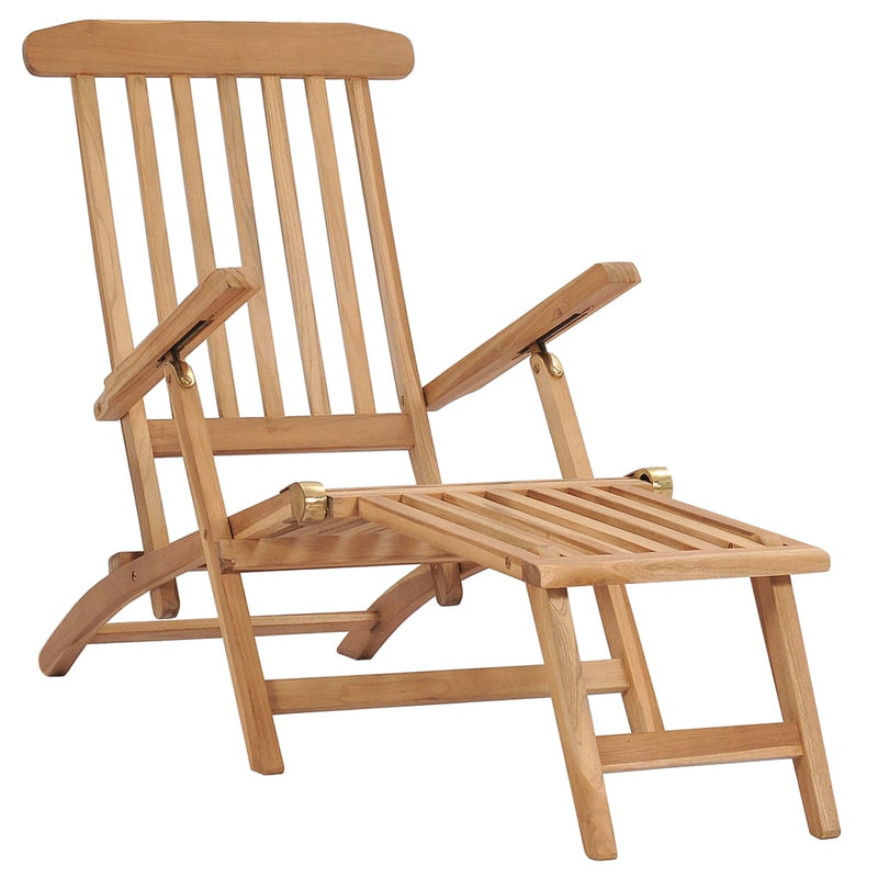 Garden Deck Chairs with Footrests and Table Solid Teak Wood Payday Deals