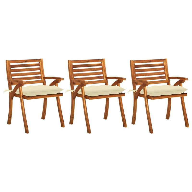 Garden Dining Chairs with Cushions 3 pcs Solid Acacia Wood Payday Deals