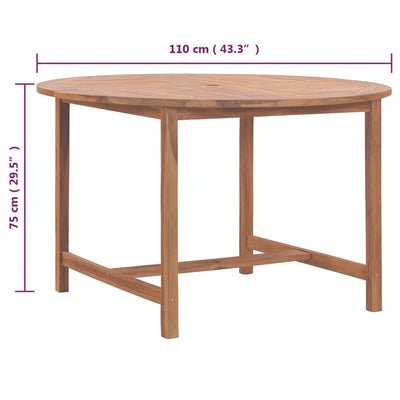 Garden Dining Table Ø110x75 cm Solid Wood Teak Payday Deals