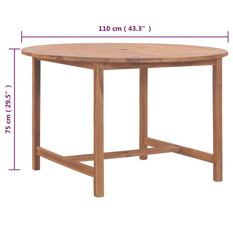 Garden Dining Table Ø110x75 cm Solid Wood Teak Payday Deals