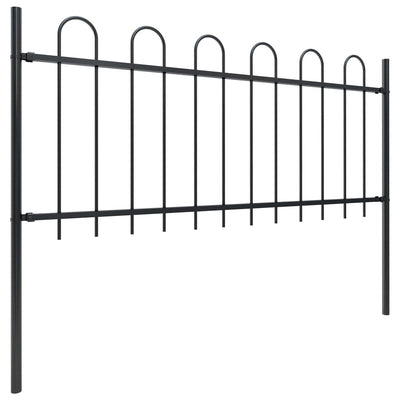 Garden Fence with Hoop Top Steel 5.1 m Black Payday Deals