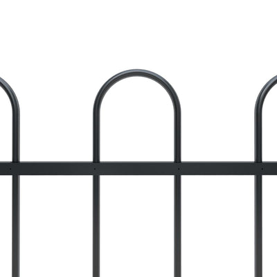Garden Fence with Hoop Top Steel 5.1 m Black Payday Deals