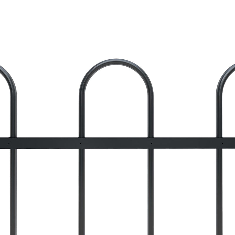 Garden Fence with Hoop Top Steel 5.1 m Black Payday Deals