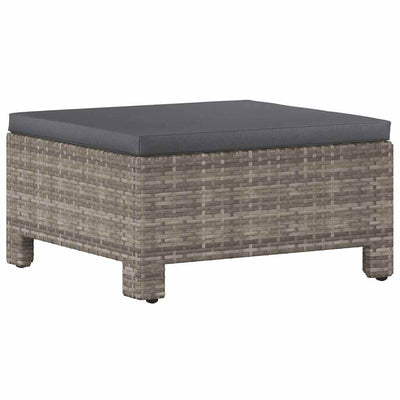 Garden Footrest with Cushion Grey Poly Rattan Payday Deals