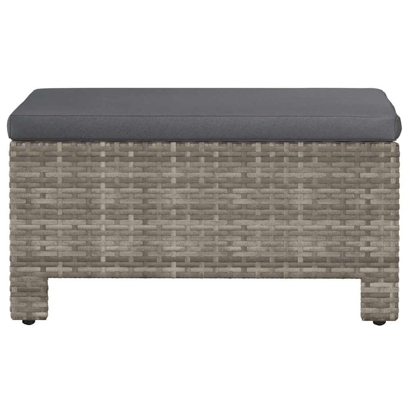 Garden Footrest with Cushion Grey Poly Rattan Payday Deals