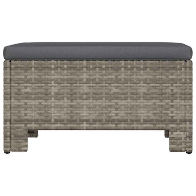 Garden Footrest with Cushion Grey Poly Rattan Payday Deals