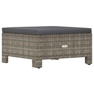 Garden Footrest with Cushion Grey Poly Rattan Payday Deals