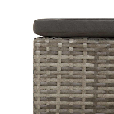 Garden Footrest with Cushion Grey Poly Rattan Payday Deals