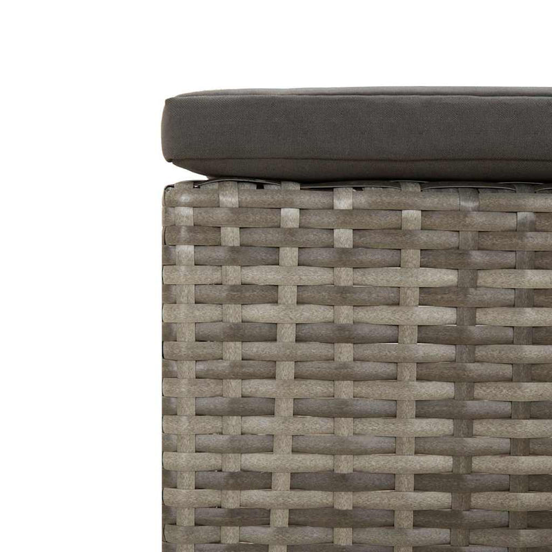 Garden Footrest with Cushion Grey Poly Rattan Payday Deals